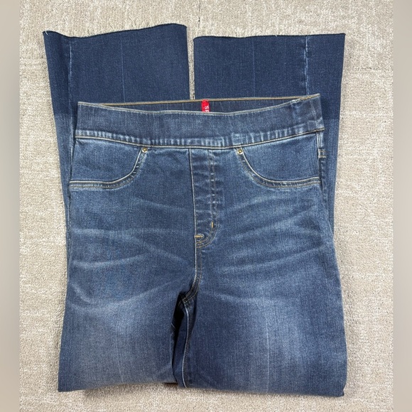 Spanx Blue Cropped Flare Denim Stretch Casual Boho Jean Womens Small - Picture 7 of 7